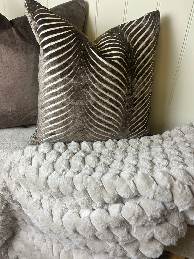 Paul Moneypenny Koochikoo Textured Faux Fur Throws 130x170cm 2 colours green taupe brown