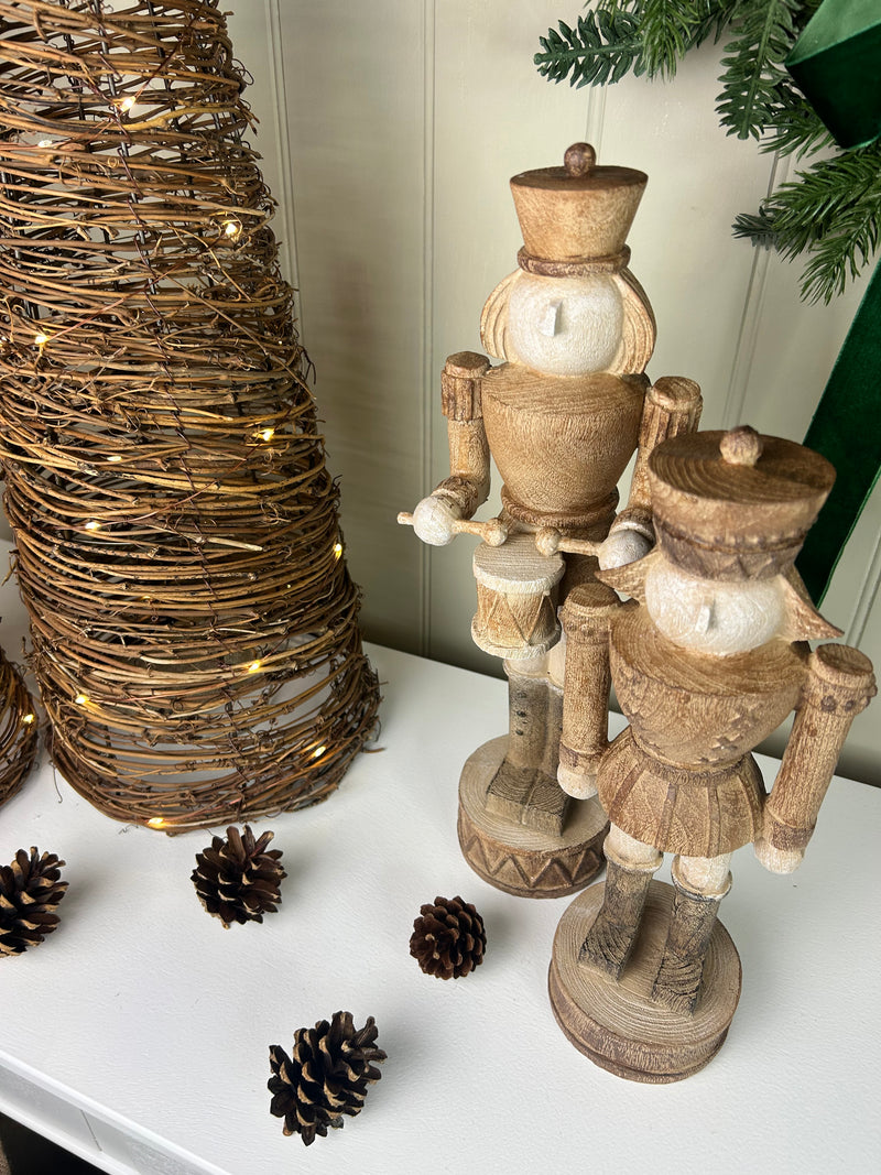 Wood look tall traditional Nutcracker ornament decoration 2 styles
