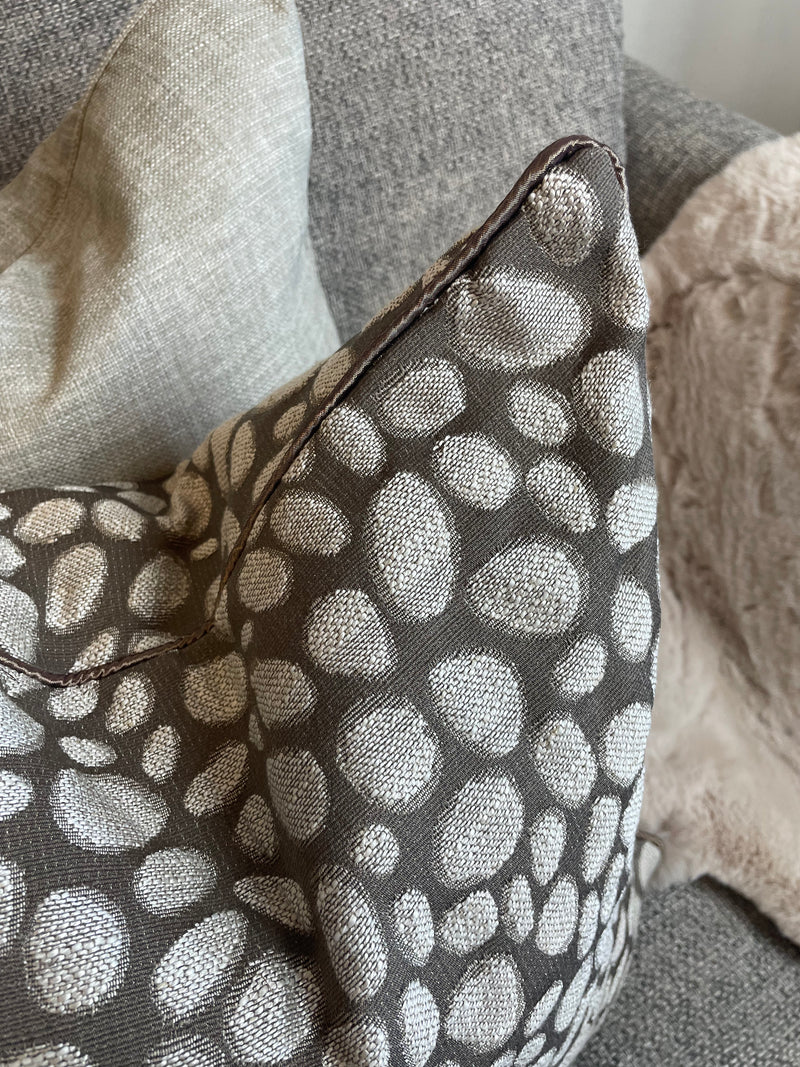 Taupe bronze champagne pebble textured cushion 43cm