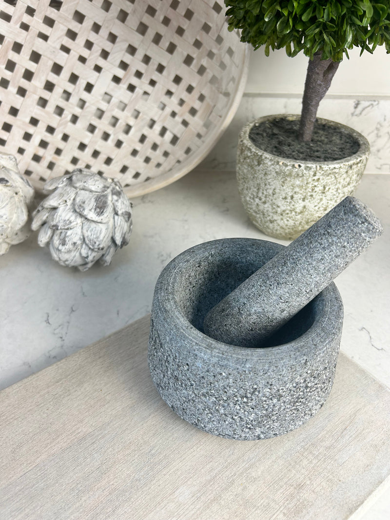 Granite pestle and mortar natural