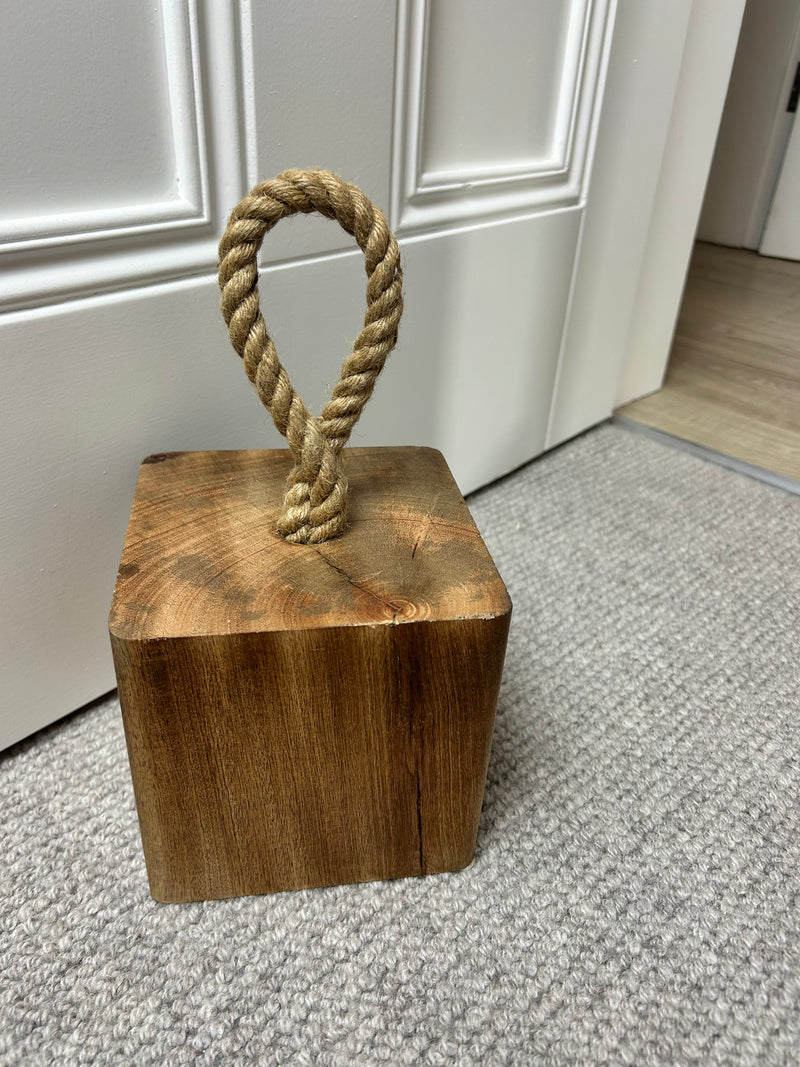Mango wood chunky heavy door stop