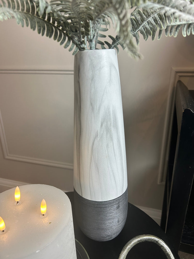 Marble and black textured tall vase 38cm