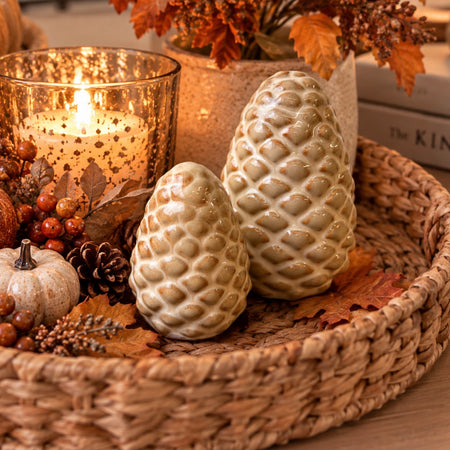 Two Tone Ceramic autumn Pinecone, 2 sizes