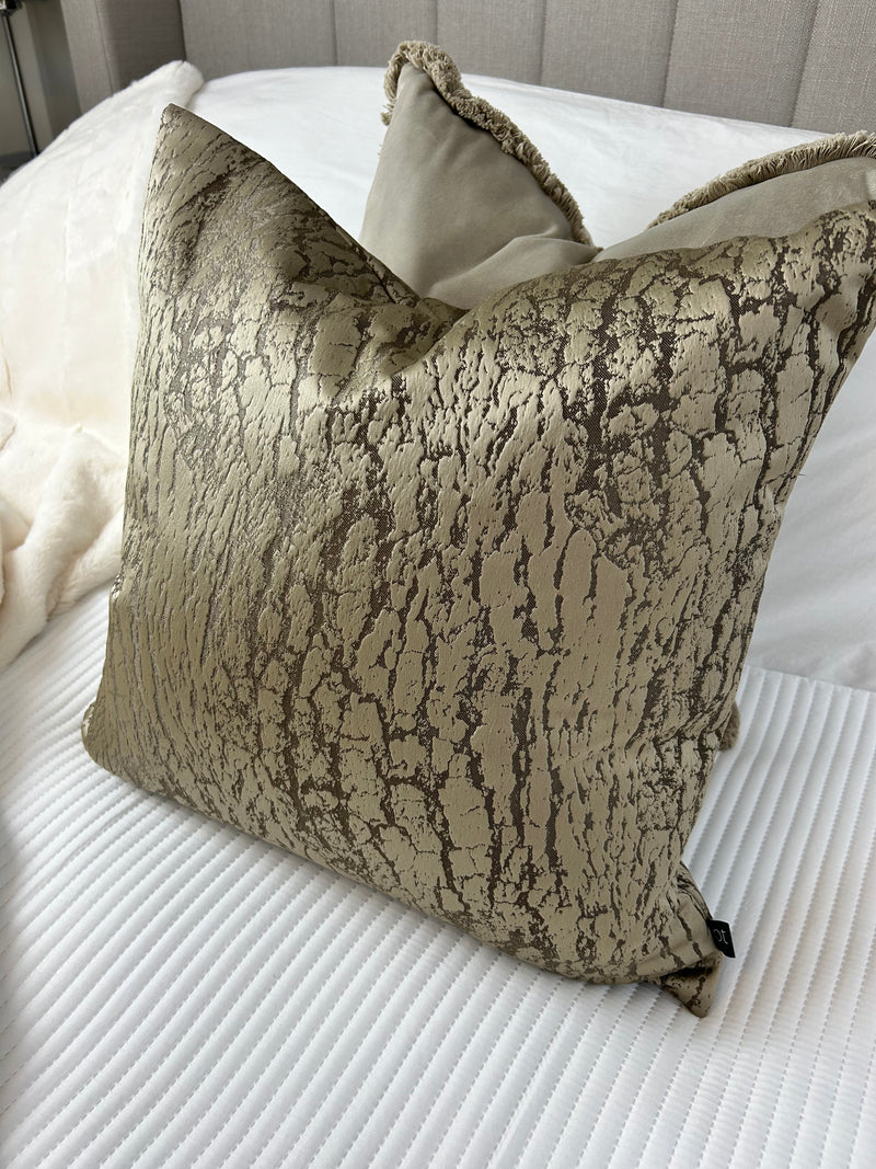 Gold Foil Print Textured Cushion 50cm