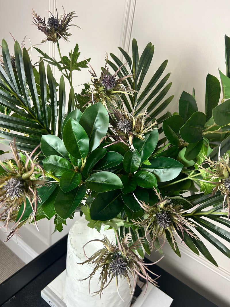 Store seconds Green purple thistle fern tropical arrangement
