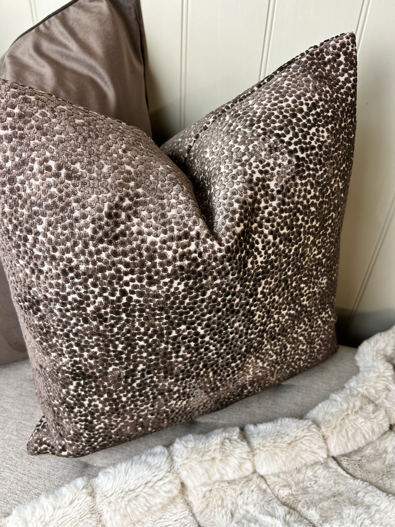 Chocolate Brown textured Bingham dot cushion 43cm