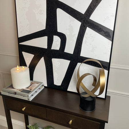82cm x 82cm Framed Line Black White Abstract Canvas