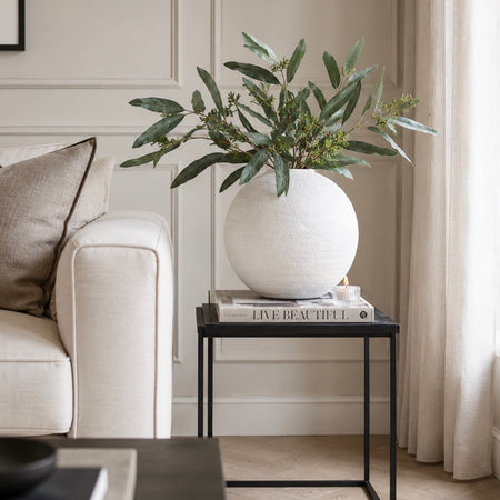 Tiber Matt white textured round vase