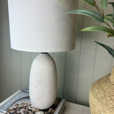 Erika Textured Ceramic Lamp with Shade cement look