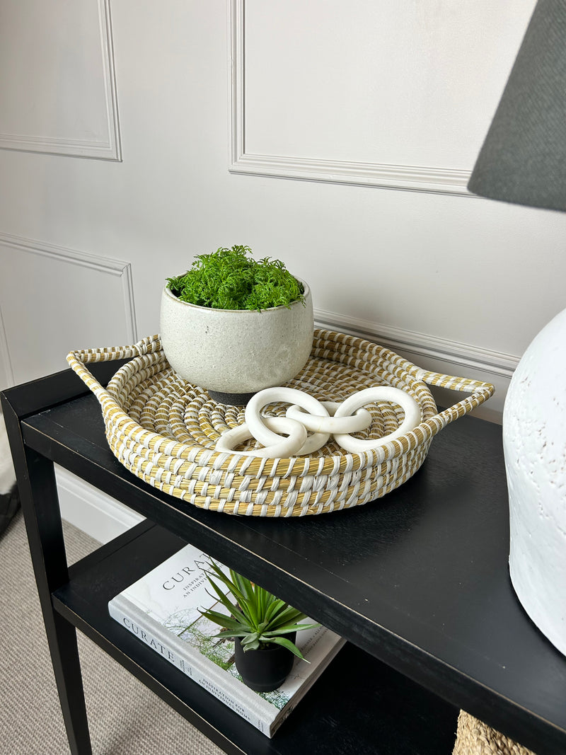 Round woven handle trays 3 sizes