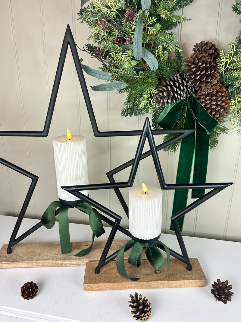 Extra Large Black Metal Star Tea Light candle Holder 2 Sizes
