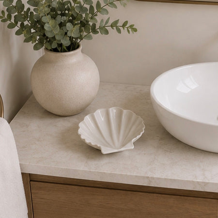 White Glazed Clam Shell Dish 17cm