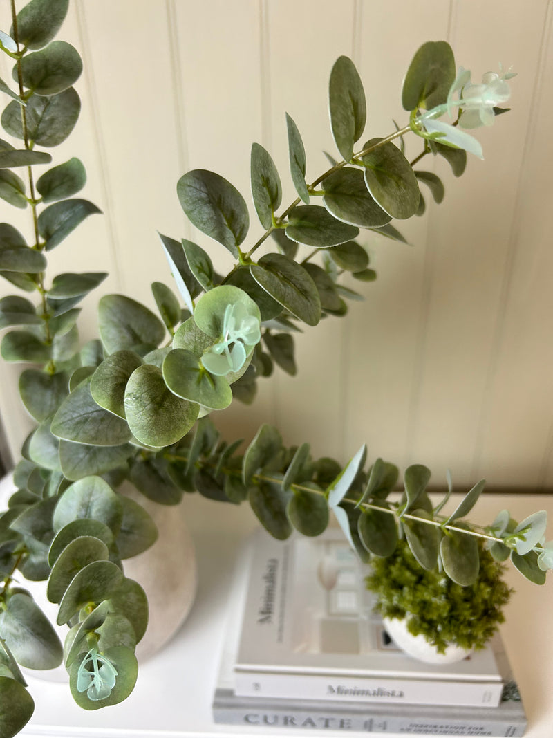 Green washed finish eucalyptus stem triple bunch 80cm