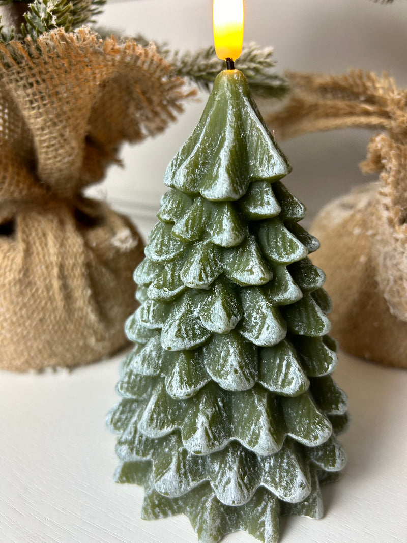 Green LED tree candle 2 sizes
