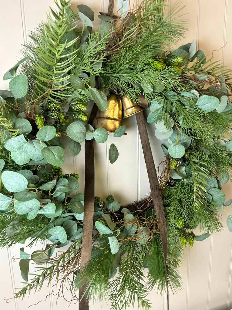 Extra Large Mixed foliage Green leaf & Fir Foliage Wreath 80cm