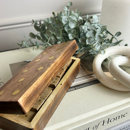 Brass wood dominoes set