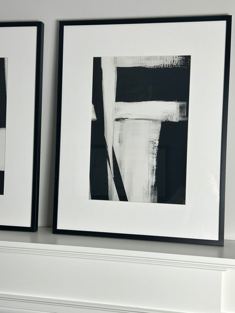 Set of two Monochrome frame frame mounted Graphic Serenity pictures