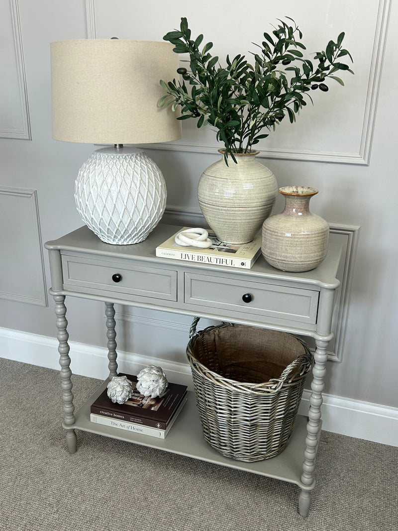 Ceramic textured neutral bottle squat vase