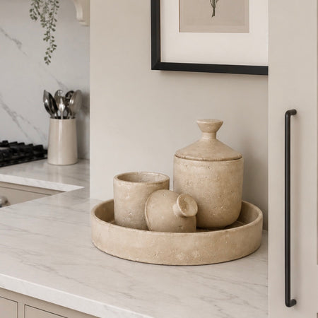 Taupe Clay rustic round tray 33cm
