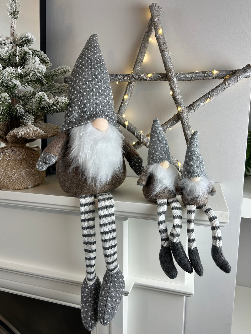 Beige Grey Fabric Sitting Gonk 3 Sizes Available