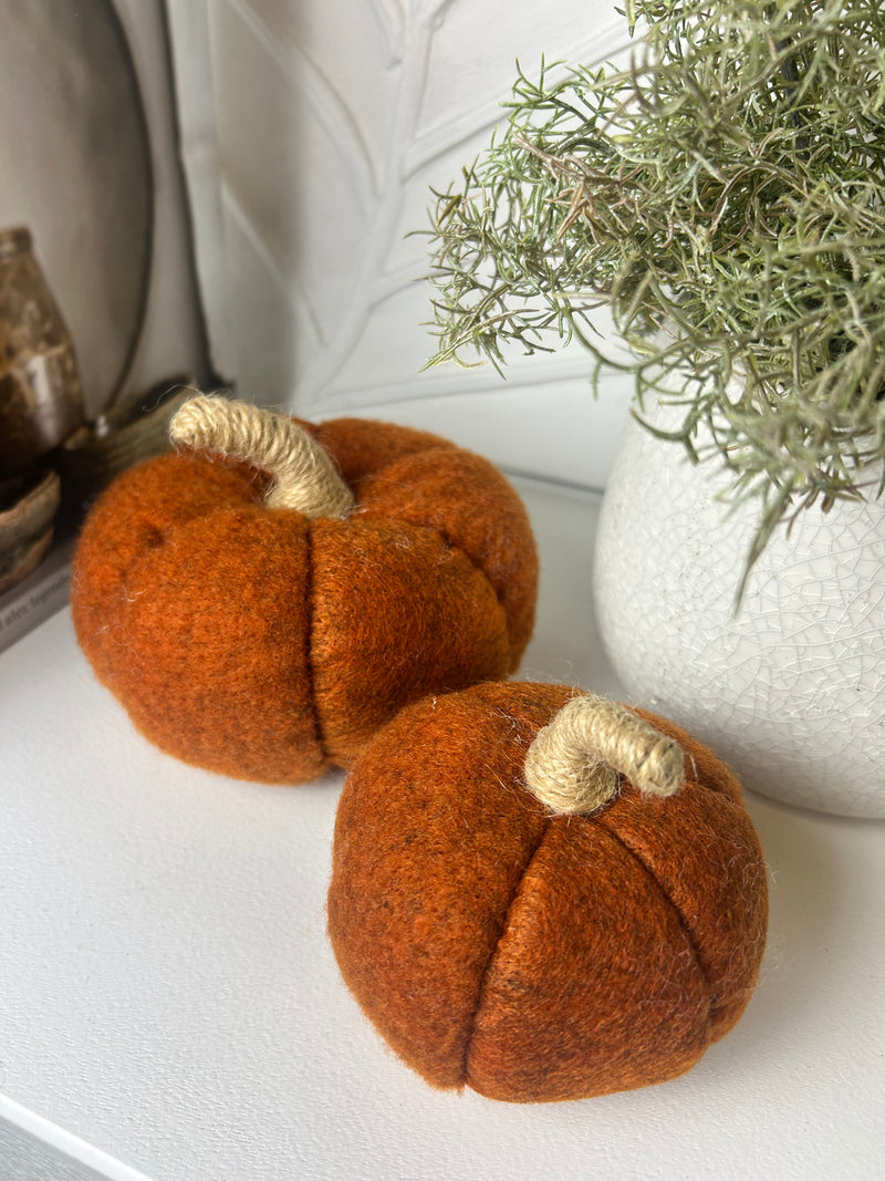 Orange felt pumpkin 2 sizes