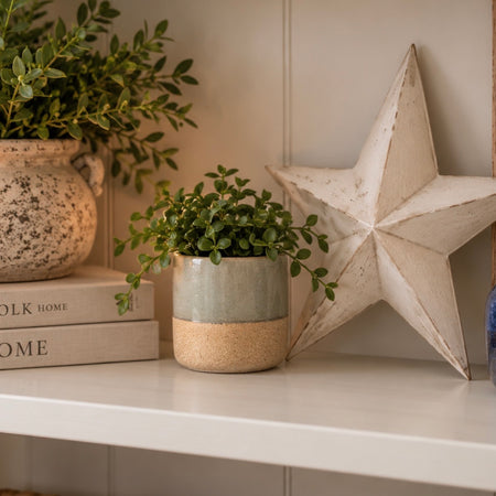 Small two tone blue/green plant pot 8cm