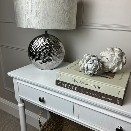 Store seconds Hammered Silver Lamp with shade