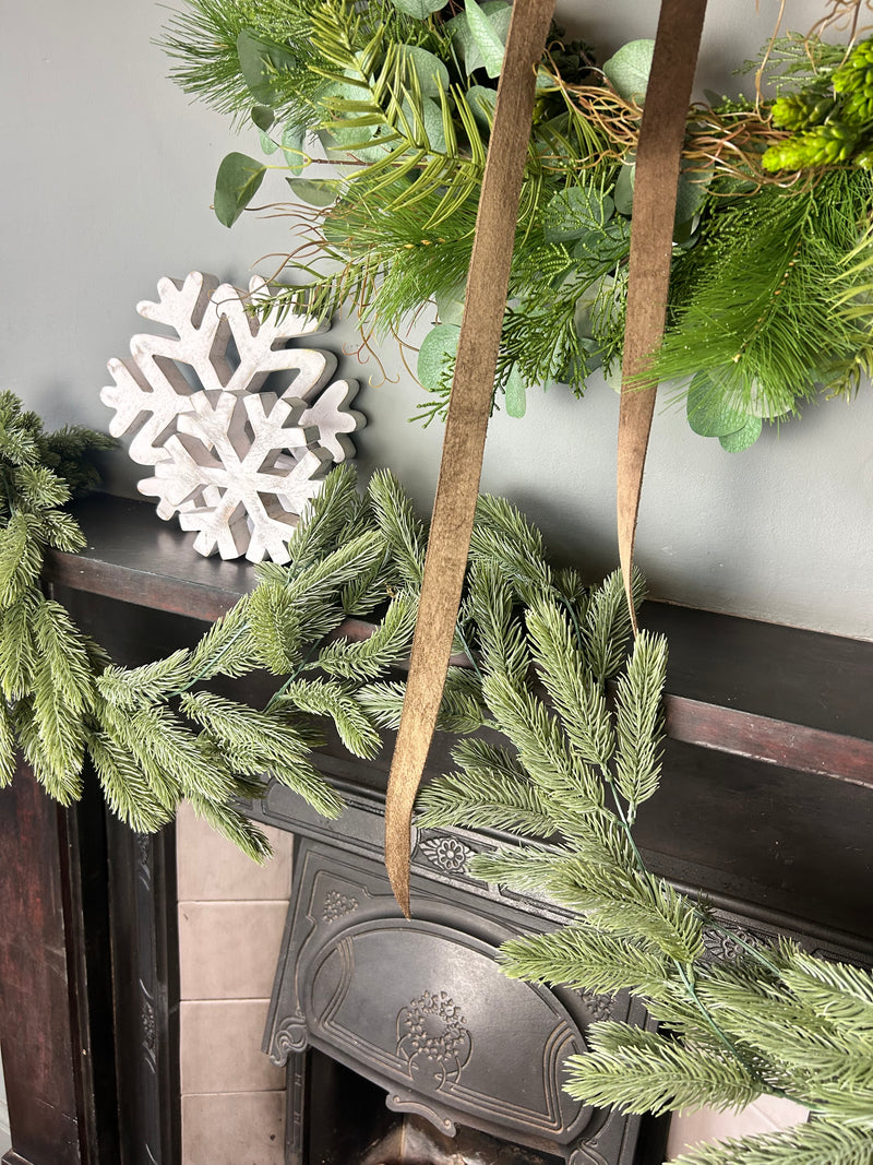 Flocked Norfolk spruce trailing  garland pick swag 100cm