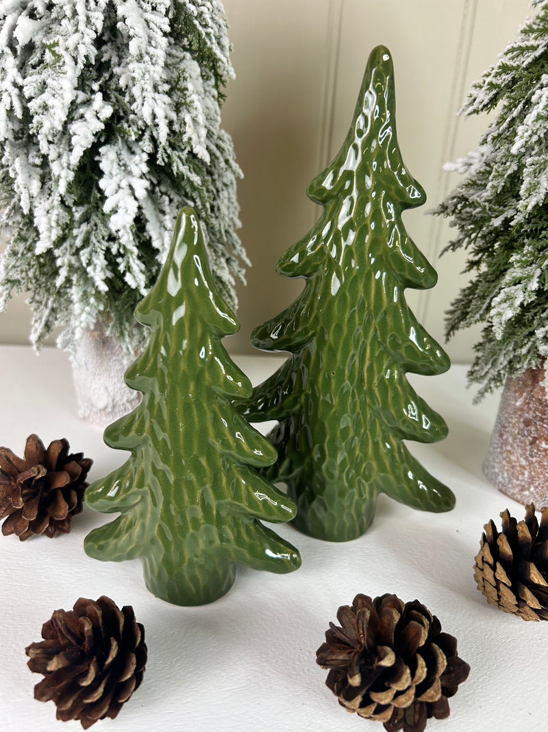 Green Dimpled Ceramic Christmas tree, 2 Sizes