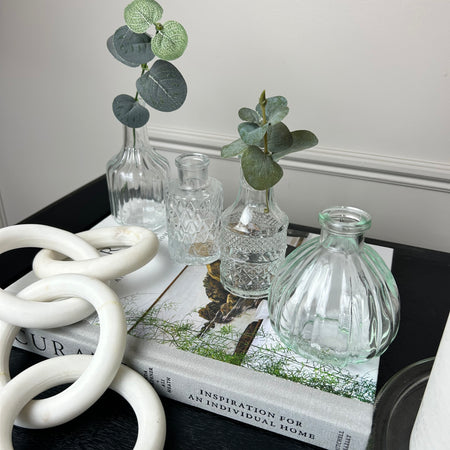 Set of 4 Clear Glass Bottles bud vases