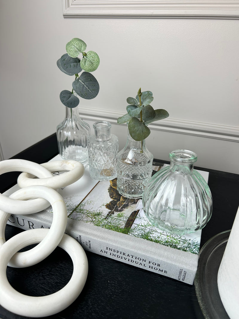 Set of 4 Clear Glass Bottles bud vases