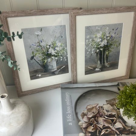 Pretty garden flower framed glazed mounted wall art picture 2 styles