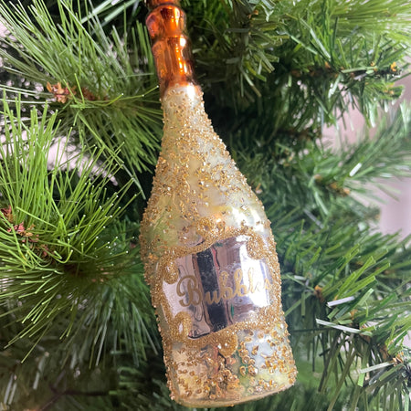 Sparkling Wine champagne Prosecco bottle hanging Christmas decoration