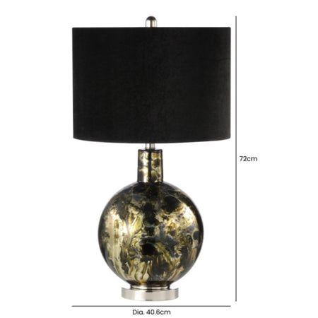 Bronze black gold silver glass abstract lamp with black shade