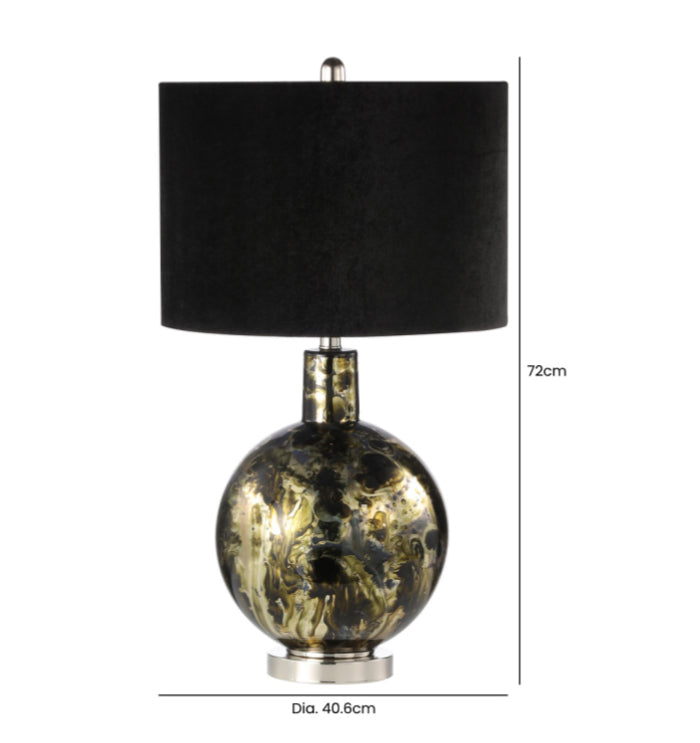 Bronze black gold silver glass abstract lamp with black shade