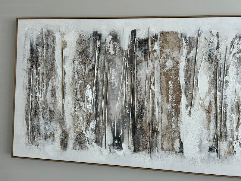Hand painted finished wood framed canvas wall art 150cm by 80cm