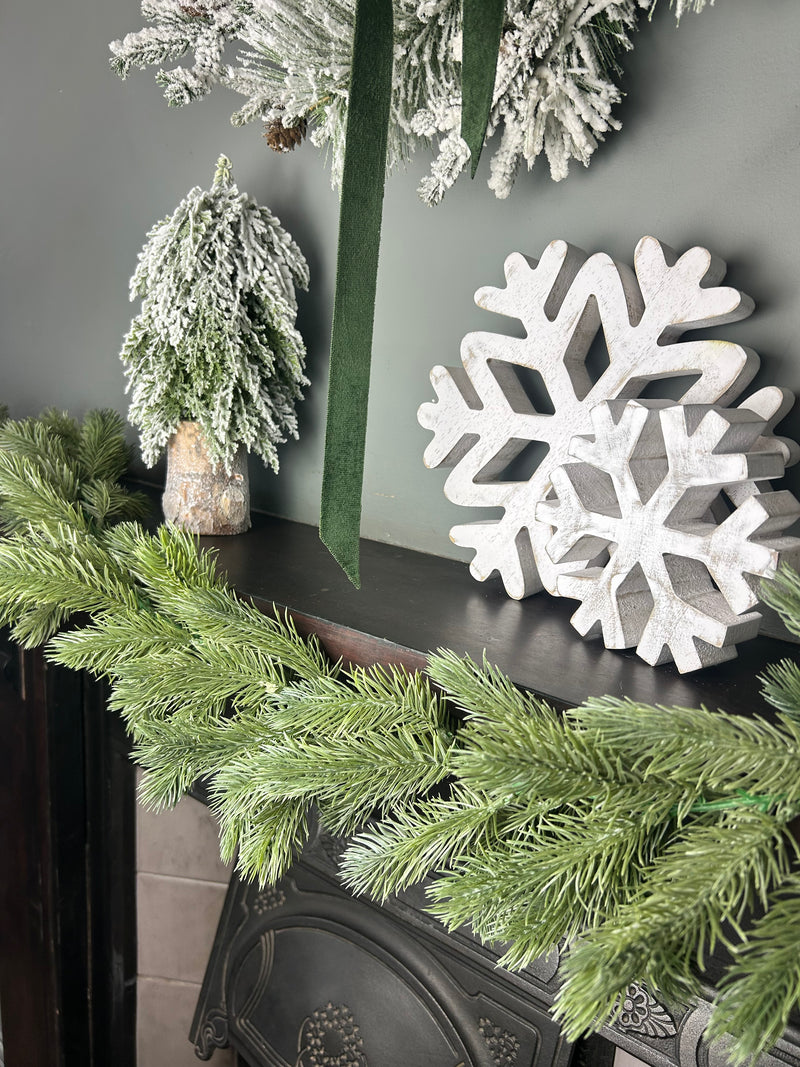 Flocked Norfolk spruce trailing  garland pick swag 100cm