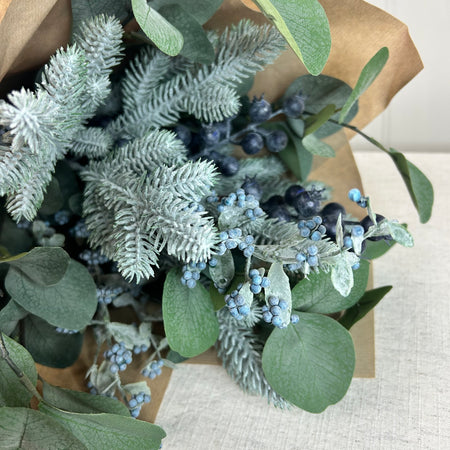 Festive Green eucalyptus foliage and berry arrangement 70cm