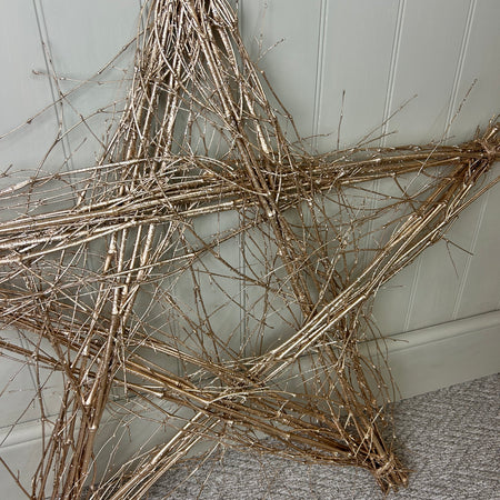 Extra large Champagne gold twig rustic wicker Bamboo Star