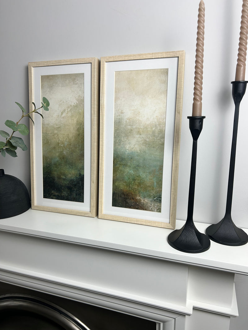 Pair of ash framed prints Mossy Forest by Suzanne Nicoll 48x24 each set 2 premium