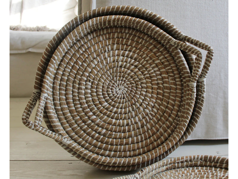 Round woven handle trays 3 sizes