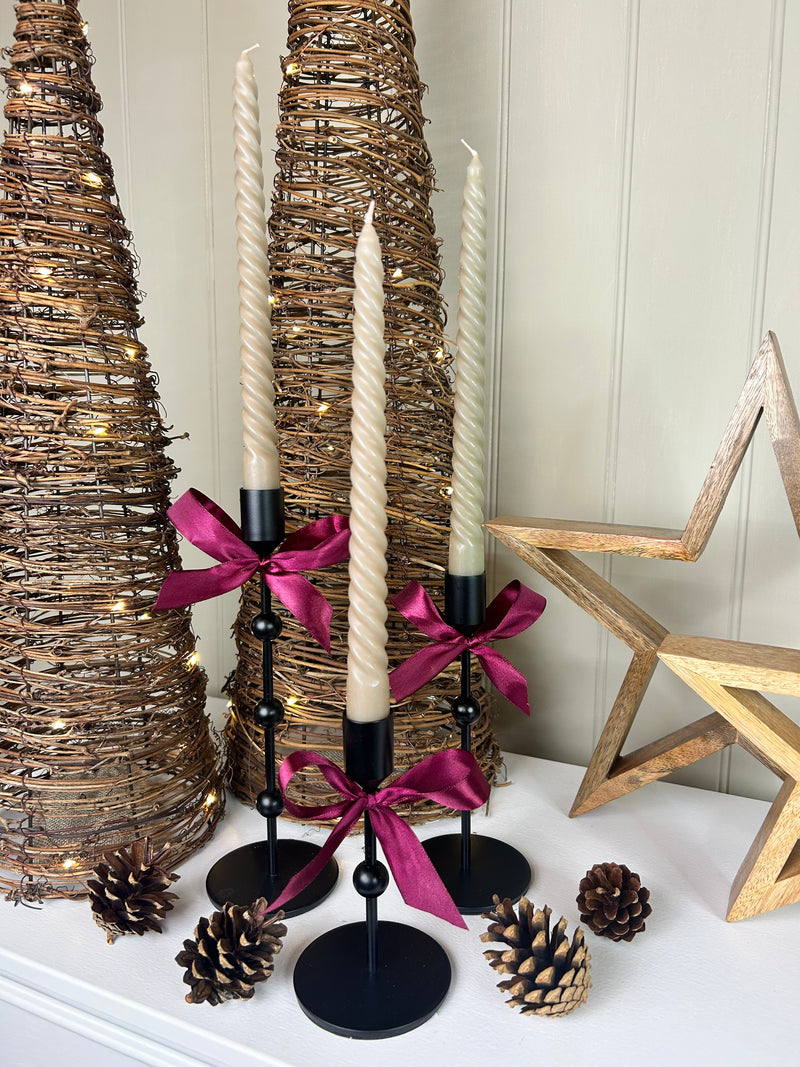 Bobble Black Metal Candlesticks, 3 Sizes