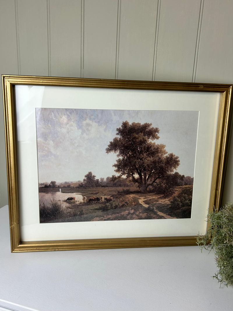 Countryside gold framed prints 2 styles antique look
