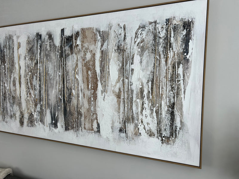 Hand painted finished wood framed canvas wall art 150cm by 80cm