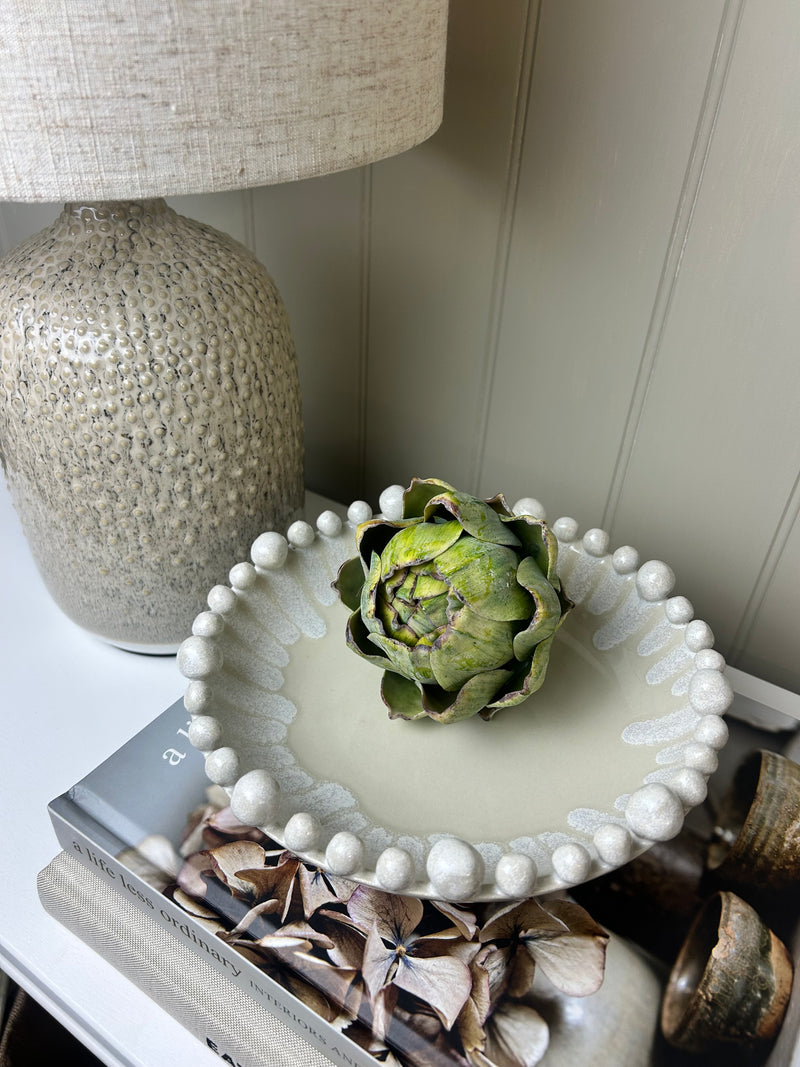 White ceramic dripped effect bobble bowl
