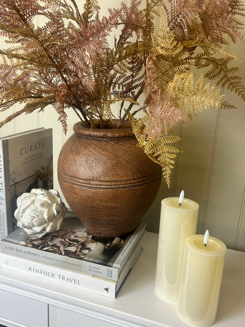 Set of 3 floral rustic bud crackle glaze vases