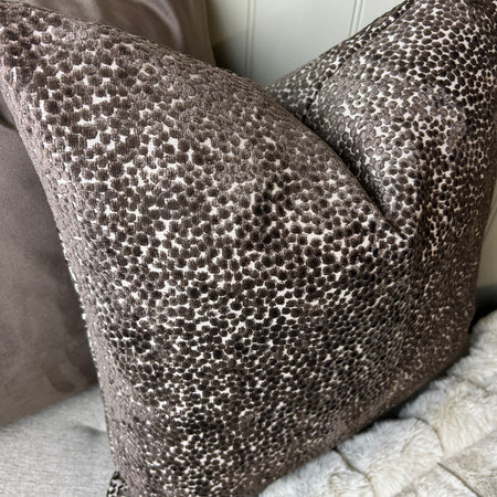 Chocolate Brown textured Bingham dot cushion 43cm