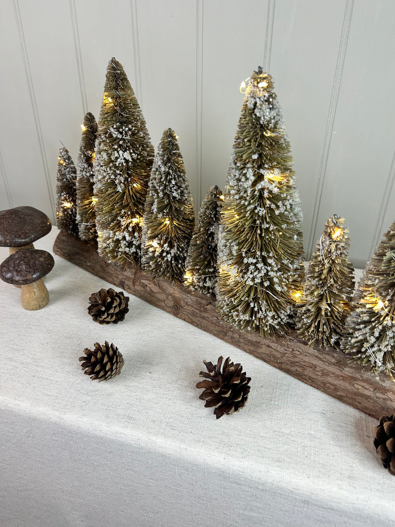 Brown Bristle Brush LED Christmas Tree long centre piece Arrangement