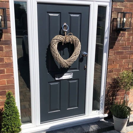 Wicker chunky heart with rope detail 50cm