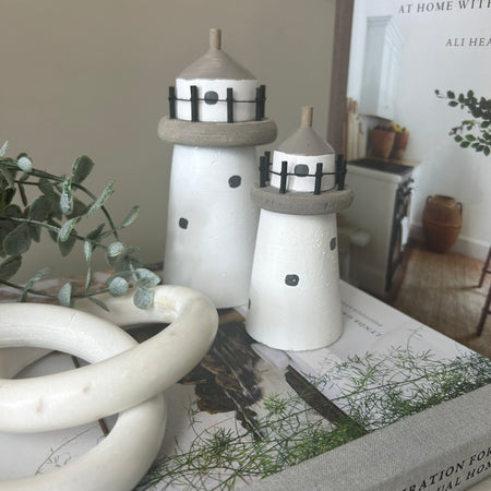 White decorative light house 2 sizes